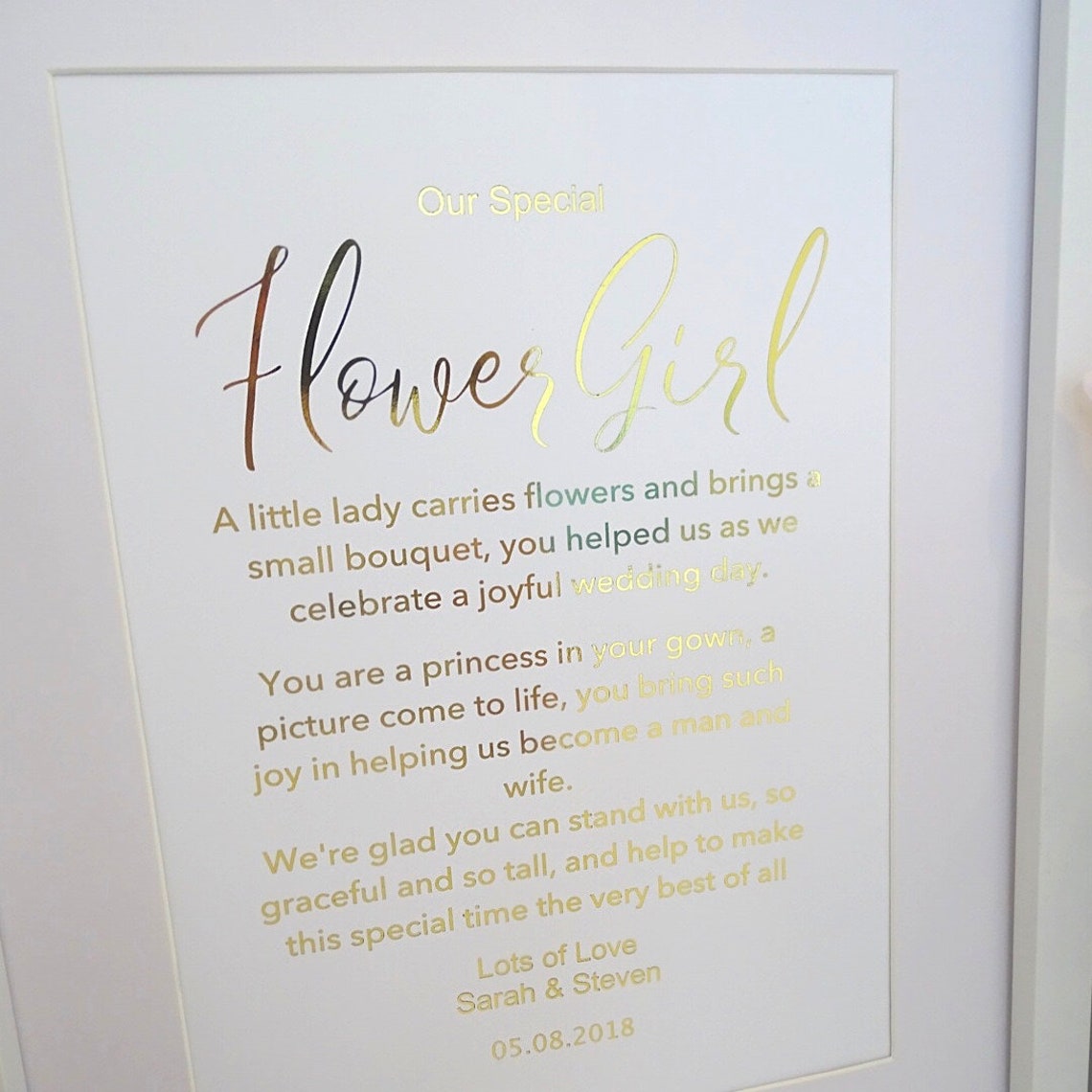 Custom Foil Picture Special Flower Girl Poem Gift for Etsy