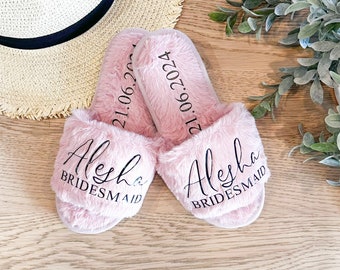 Bridal Shower Gift, Gift for Her, Bridesmaid Proposal, Bride Slipper, Proposal Custom Bridal Shower Slipper Gift, Slipp, Wedding Slippers