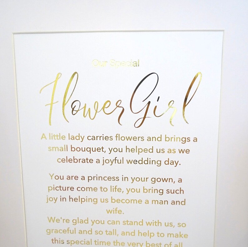 Custom Foil Picture Special Flower Girl poem Gift For Etsy