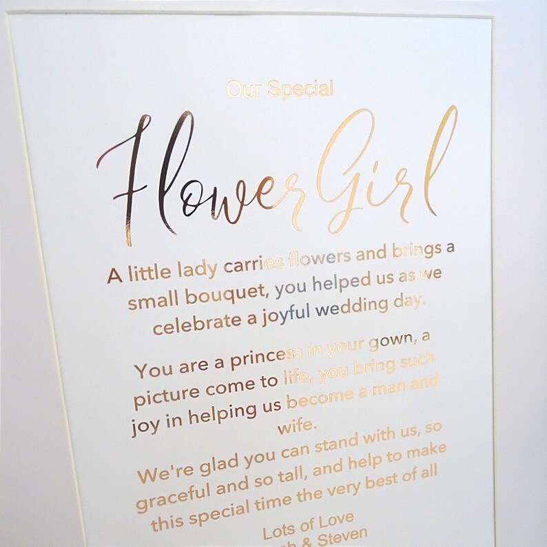 Custom Foil Picture Special Flower Girl Poem Gift for Etsy