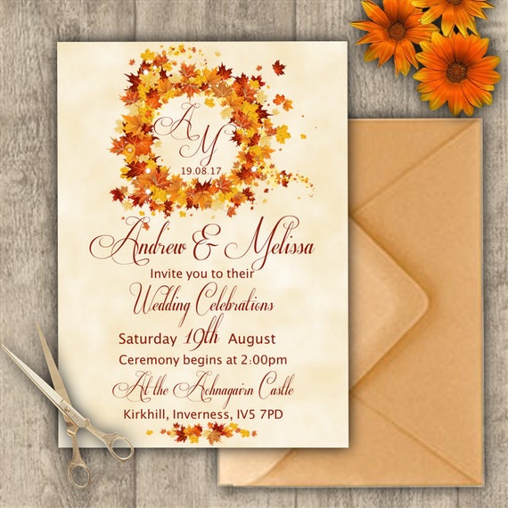 Downloadable Autumn Wedding Invitation Kits Etsy