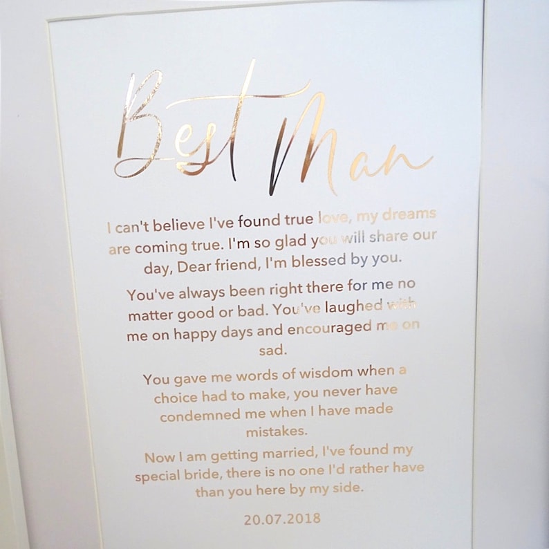 Custom Foil Picture Special Best Man Poem Gift for Wedding Etsy UK