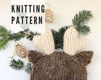 Cozy Knit Reindeer Hat Knitting Pattern