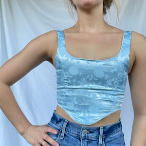 floral corset top, handmade crop top satin corset, cottagecore clothing