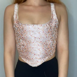 Reversible Floral Corset Top: Handmade Satin Coquette Clothing