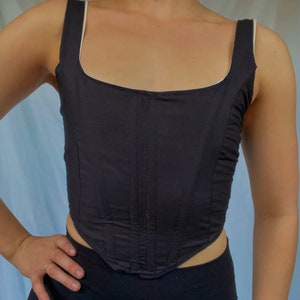 Black corset top handmade, cottagecore top, black bustier hippie fairy princess boho