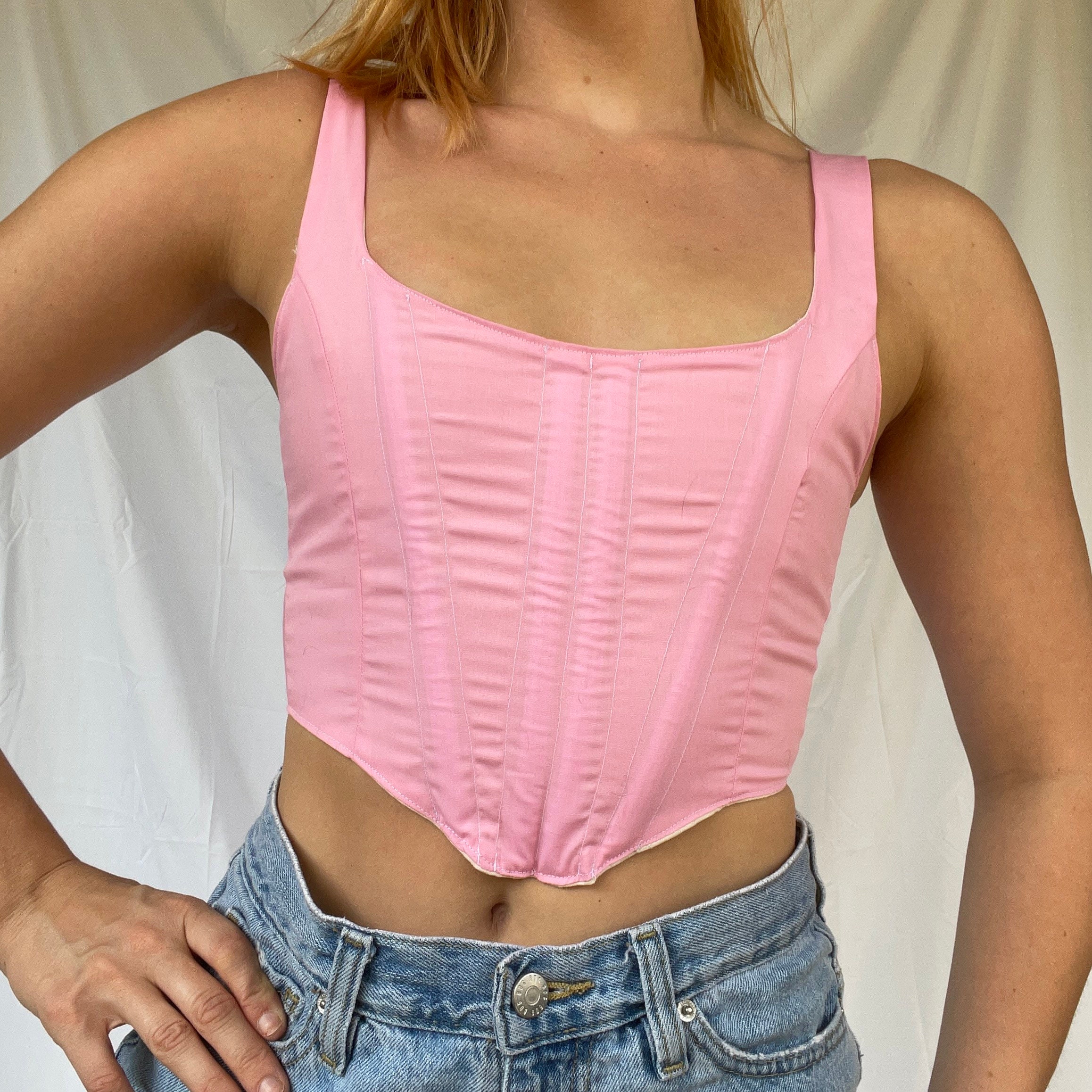 Pink Corset Top Y2k Fashion Valentines Day Top Outfit Pink - Etsy UK