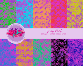 Spray Paint Digital Paper - 10 JPEG Backgrounds | Graffiti Texture | Grunge Urban Aesthetic | Instant Download