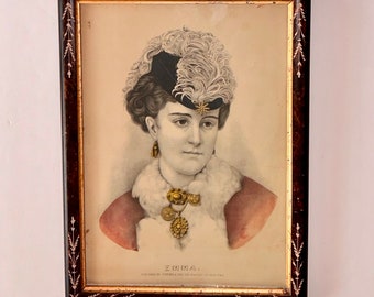 Currier & Ives Lithograph "Emma" in original 19th century frame... Original litho, not a reproduction