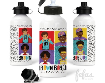 Brown Boy Joy Water Bottle | Back to School Aluminium Drinks Bottle