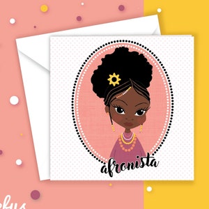 Schwarze Mädchen Grußkarte | Afro Girl Geburtstagskarte | Multikulturelle Kinderkarten | Alter 8-14 Jahre | Darstellungsangelegenheiten | Fefus Designs