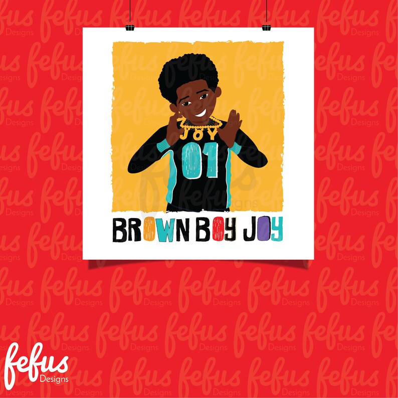 Curly kids Empowering Boys cool kids Leader Natural Hair Boys Boys Bedroom Black Boys Brown Boys BROWN BOY JOY 01 Wall Art