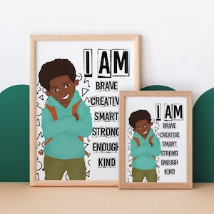 Brown Boy Affirmation Wall Art print, Black boy poster, Empowering Boys wall decor, Wall Art for Boys Bedroom, kids art, Fefus Designs