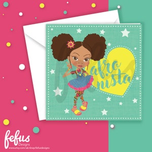 Black Girl Magic-verjaardagskaart – krachtige groenblauwe groet voor bruine meisjes en meisjes van gemengd ras, verjaardagskaart dochter, bedankt door Fefus Designs