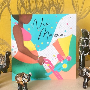 Nouvelle carte mère | Nouvelle carte maman noire | Maman pour la première fois | Carte maman | Carte Futurs parents diversifiés | Carte de félicitations | Nouvelle arrivee