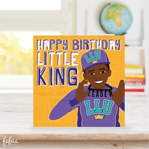 Geburtstagskarte Kleiner brauner König | Black Boy Joy | Kids Feier Grüße Karte | 9er, 10er, 11er, 12ter, Geburtstag | Sohn, Neffe, Enkel