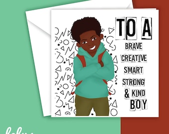 TO A.... BOY GREETINGS card | Birthday | Celebration | Kids Cards | Natural Hair | Afro hair kids | Cute | Multicultural | Empowering Boys