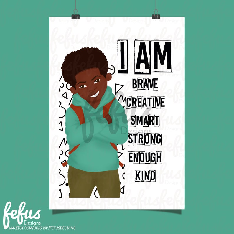 Black Boy Joy Affirmation Wall Art Positive Affirmations Art Etsy