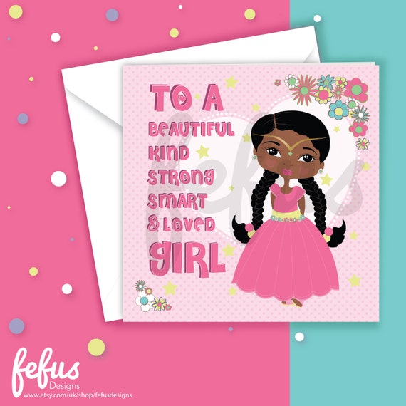 Black Princess Birthday Card Greetings Celebration Kids Etsy