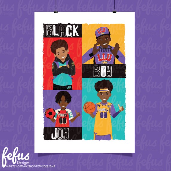 BLACK BOY JOY Wall Art Natural Hair Boys Boys Bedroom Etsy UK