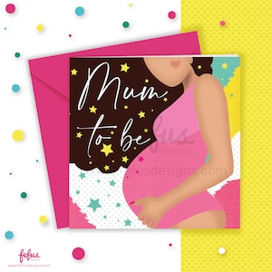Mum-To-Be Grußkarte | Diverse Schwangerschaftskarte | Baby-Dusche-Geschenk | Handgezeichnete New Mum Karte | Darstellungsangelegenheiten | Fefus Designs