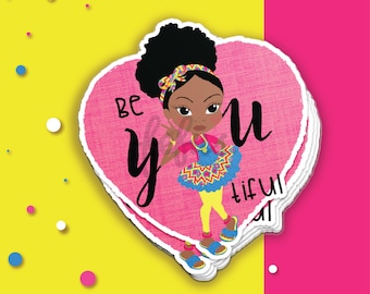 BeYOUtiful Black Girl Sticker - Positive Affirmation Laptop Decal