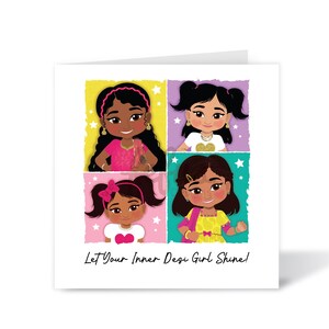 Desi Girl Power Grußkarten, Südasiatische Geburtstagskarten für Kinder | Fefus Designs