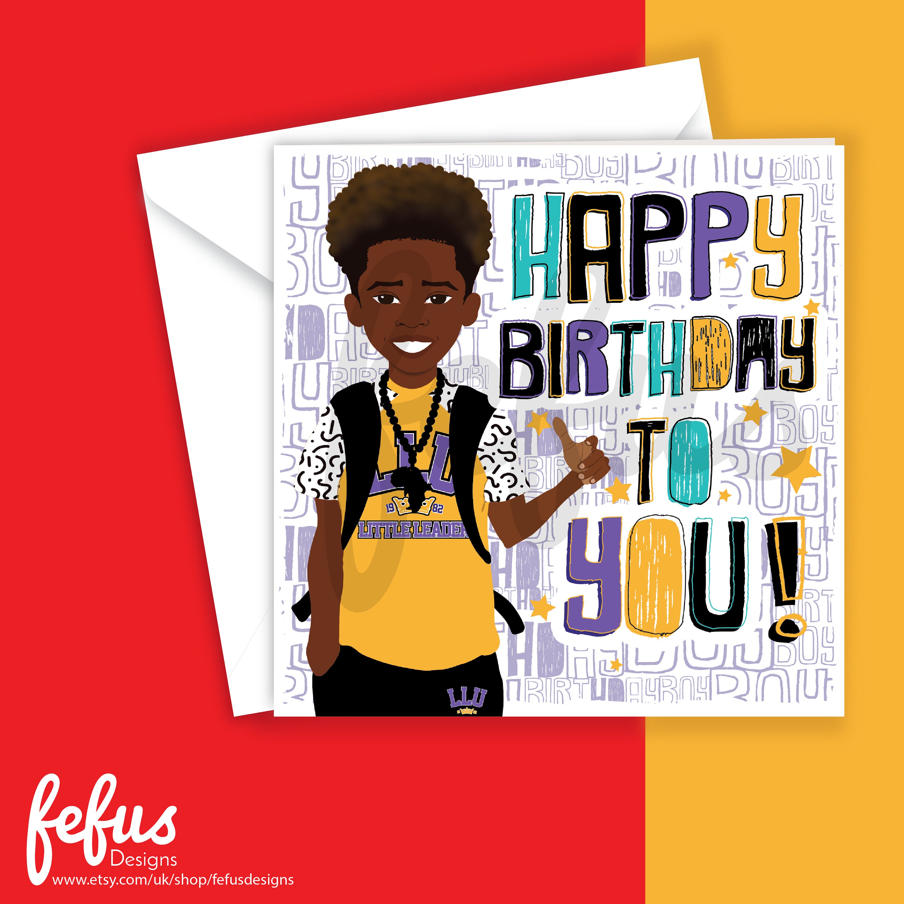 Boys Happy Birthday Card Black Brown Boy Joy Greetings Etsy