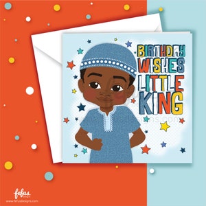 Biglietto di compleanno per ragazzo musulmano / Biglietto d'auguri per bambini islamici / Musulmano nero / Ramadam / Celebrazione / Ragazzi multiculturali / Empowering Boys