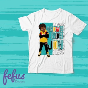 Maglietta Brown Boy Joy / Maglietta Black Boy Joy / Diverso / Afroamericano / Eccellenza nera / Empowering Boys / Bambini con capelli afro / Carino / Melanina