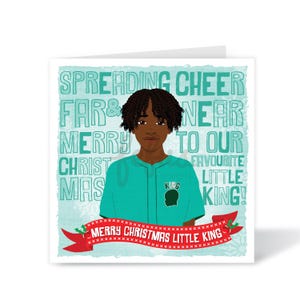 Black Boy Weihnachtskarte | Frohe Weihnachten Kleiner König | Afro Kinder Feiertagskarte | Vielseitige Weihnachtskarte