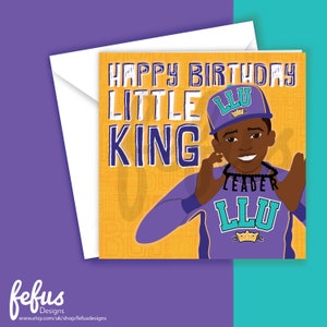 KLEINER KÖNIG GEBURTSTAG Karte | Schwarz Braun Junge Freude | liebe Grüße | Feier | Kinderkarten | Afro Haar Kinder | Niedlich | König | Melanin | Kraft geben