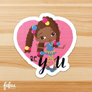 Adesivo Afro Twist Girl / Adesivo Magico Black Girl / Adesivo Potenziante per Bambini e Adolescenti / Capelli Naturali / Fefus Designs