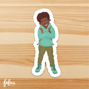 LITTLE LEADER individuele gestanste sticker | Zwarte sticker jongen vreugde | Afro-haarkunst | Koning | Zwarte uitmuntendheid | Bruine jongen | Versterkende jongen