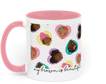 Afro Hair Art Two-Toned Mug | Empowering Brown Girls