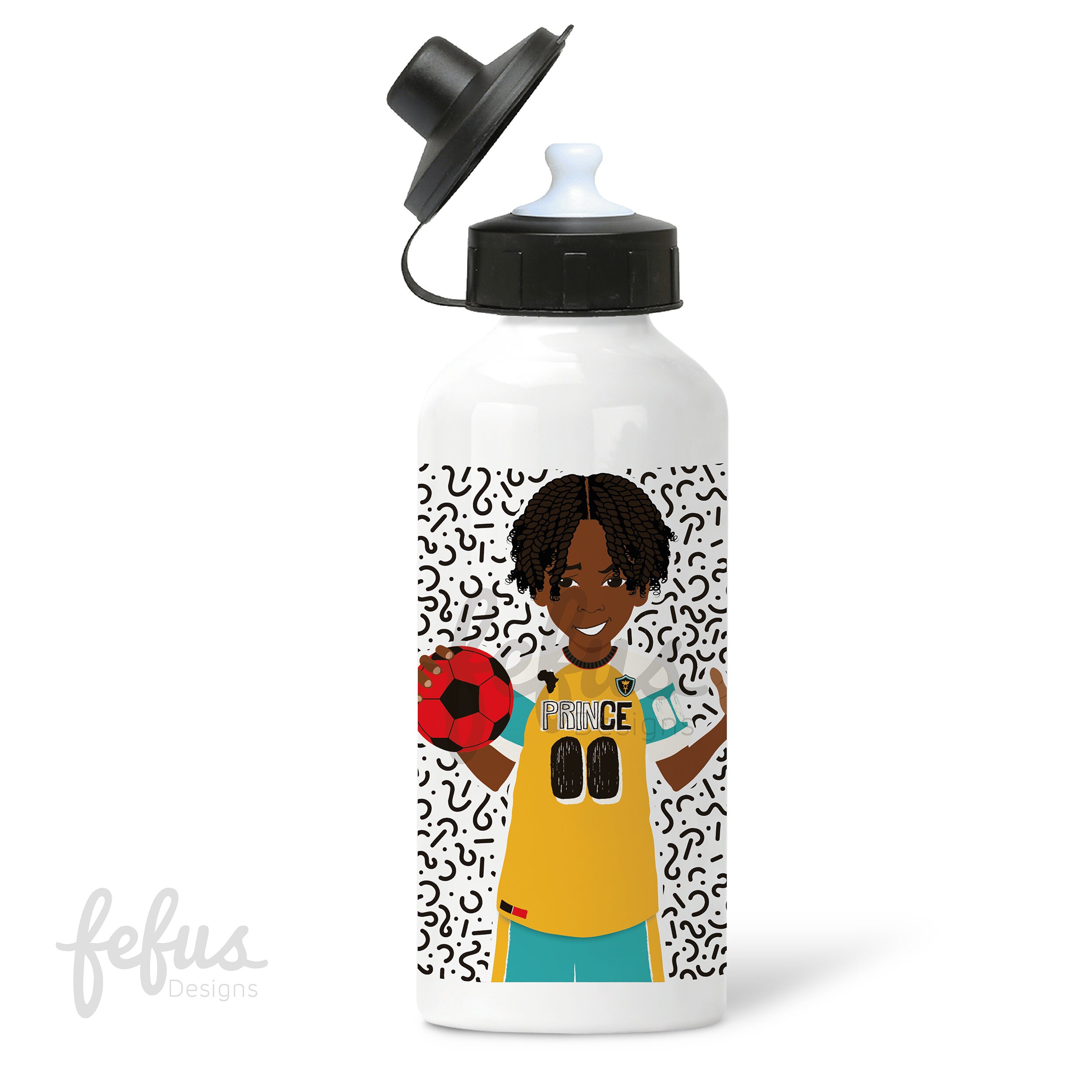 Personalized Black Boy Football Water Bottle | Custom Name Gift - Etsy