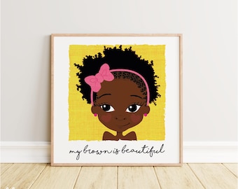 Lámina artística "Empoderando a las niñas negras", decoración para habitaciones infantiles, póster sobre cabello natural.