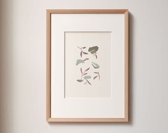 Spring floral illustration, high quality A3 A4 giclee print, minimalist wall decor, modern botanical artwork, for plant lovers