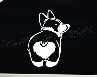 Corgi Vinyl Corgi Sticker Corgi Car Window Sticker Heart with Corgi Cut Out Corgi Tumbler Sticker