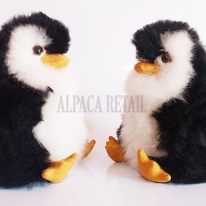2 PACK 9 IN Penguin Peruvian gift Handmade AlpacaFur Stuffed Animal Plush Alpaca  Fur/Llama fur teddy alpaca Peruvian alpaca fur animal toy