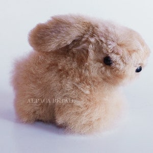 8 IN Rabbit Peruvian gift Handmade AlpacaFur Stuffed Animal Plush Alpaca  Fur Beige /Llama fur teddy alpaca Peruvian alpaca fur animal toy