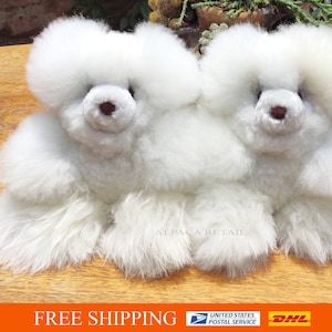 10 IN Baby Alpaca Fur Teddy Bear Real Alpaca fur-Stuffed Toy- White Peruvian Toy from Artisans Alpaca Stuffed Animals