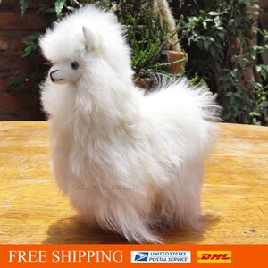 9 IN  Handmade Alpaca Stuffed Animal Plush Alpaca  Suri Fur/ fur teddy alpaca Standing handmade Peruvian alpaca fur animal toy