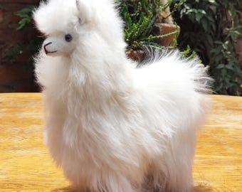 9 IN  Handmade Alpaca Stuffed Animal Plush Alpaca  Fur/ fur teddy alpaca Standing handmade Peruvian alpaca fur animal suri toy