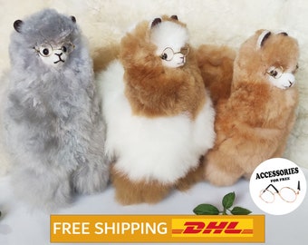 3 PACK 13 IN Handmade Alpaca Stuffed Animal Plush Alpaca  Fur/alpaca Standing handmade Peruvian alpaca fur animal toy