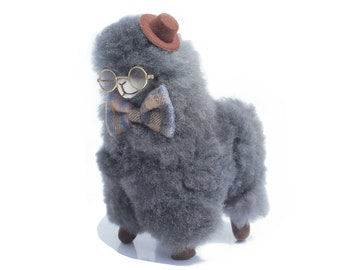 9 IN 22-23 CM - GRAY Handmade Alpaca Stuffed Animal Plush Alpaca Fur/ Teddy alpaca Standing handmade Peruvian alpaca fur animal toy