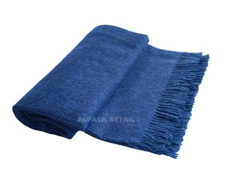 BLUE Authentic Alpaca Throw -Blanket made in Peru Authentic alpaca fiber