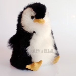 9 IN Penguin Peruvian gift Handmade AlpacaFur Stuffed Animal Plush Alpaca  Fur/Llama fur teddy alpaca Peruvian alpaca fur animal toy