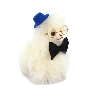 6 IN -White Handmade Alpaca Stuffed Animal Plush Alpaca Fur/ Teddy alpaca Standing handmade Peruvian alpaca fur animal toy