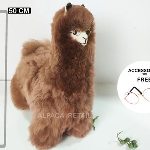19.6 IN Chestnut Handmade Alpaca Stuffed Animal Plush Alpaca  Fur/ Giant alpaca Standing handmade Peruvian alpaca fur animal toy